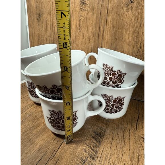 Vintage Corelle BATIK Brown Floral Center Pattern 3" Cups Coffee/tea - Picture 2 of 3